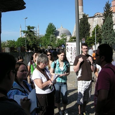 8. Waterloo students and our Turkish guide Cezmi, outside Hagia Sophia, Istanbul