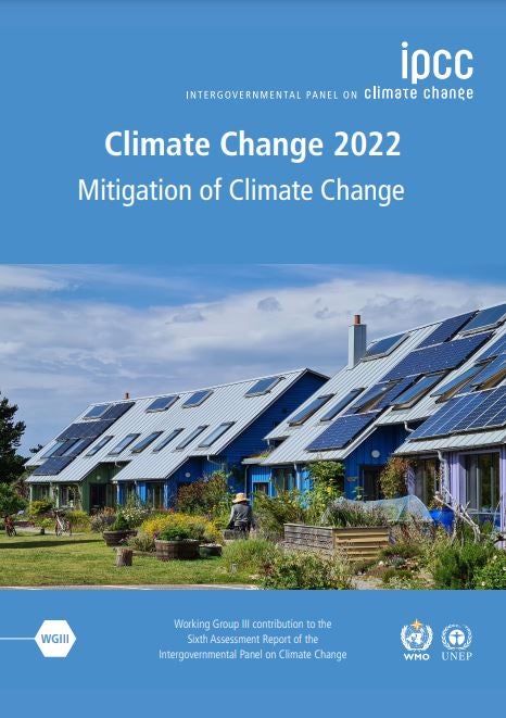 Report cover for Climate Change 2022: Mitigation of Climate Change