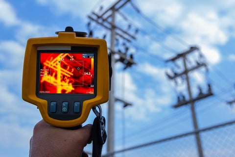 Power poles with a thermal sensor pointed at it