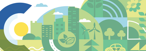 Visualization of green city with Climate Institute logo