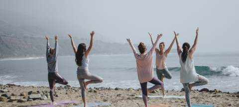 Yoga class on the beach.