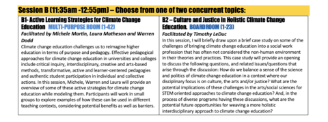 Climate pedagogy symposium session descriptions