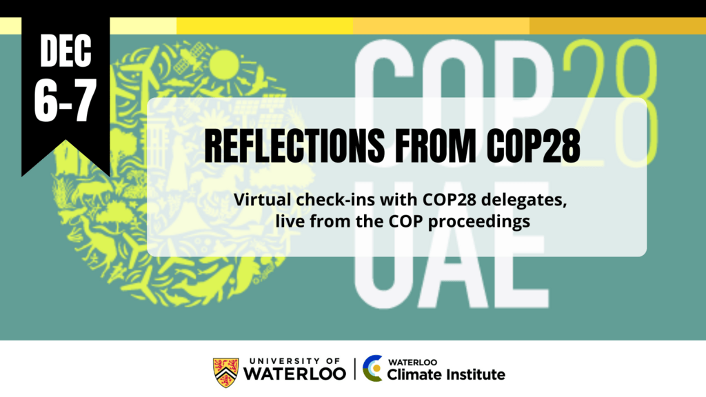 Title of event on the COP 28 logo