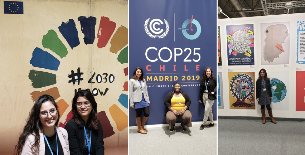 Collage of Isha and friends at COP25.