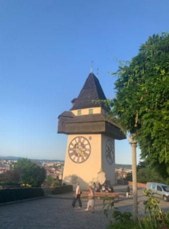Famous clock tower in Graz, Uhrturm.