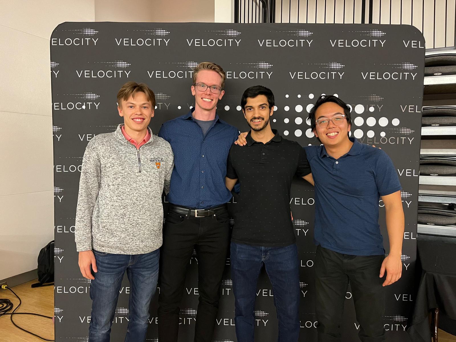 Sam and the SpinStop team at the Velocity Pitch Competition.