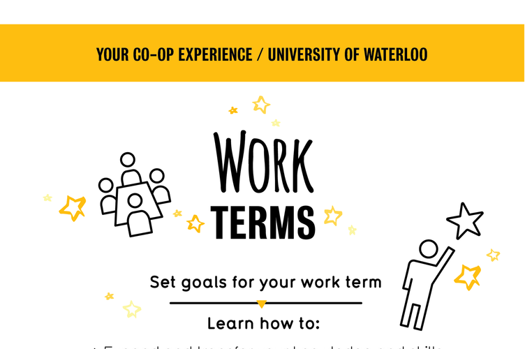 Graphic shows what to expect on a work term as a co-op student