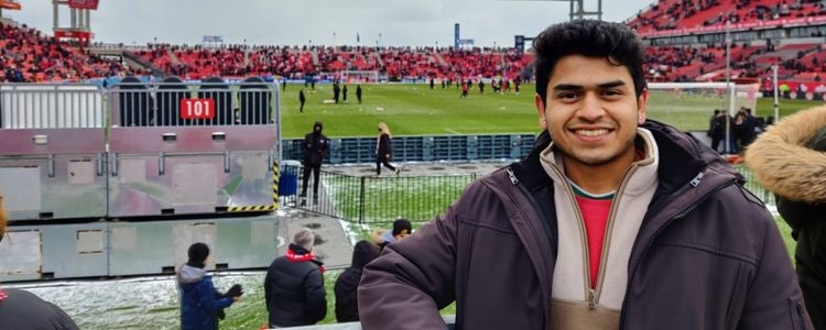 Anand at a stadium 