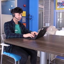 Student working on laptop