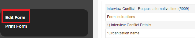 Screenshot of the 'Edit form' button highlighted in a red box