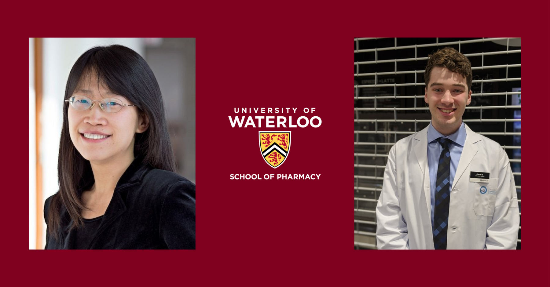 Waterloo School of Pharmacy, assistant professor, Dr. Feng Chang and co-op student, Daniel Stuckless.