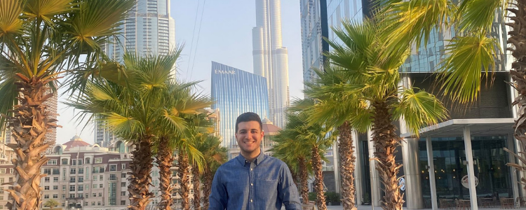 University of Waterloo Science and Business co-op student, Souhail, smiling in Dubai 