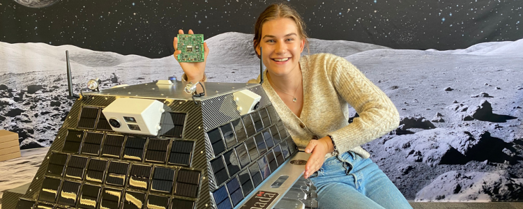 An image of Emily and a Lunar Rover