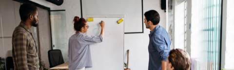 Students working at a whiteboard