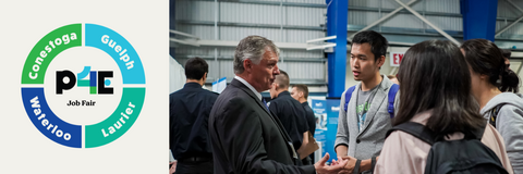 Employer and students talking at the P4E Job fair
