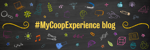 #MyCoopExperience blog banner with all faculty related items