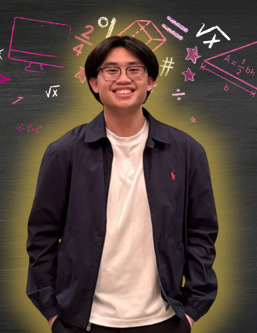 Frankling Ramirez posing in front of Math related icons