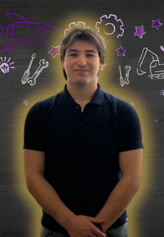 Martin Bissonnette posing in front of Engineering related icons