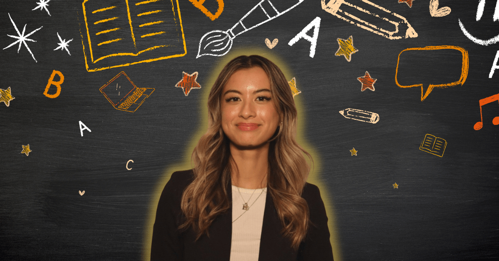 Breanna Levy smiling in front of arts related icons