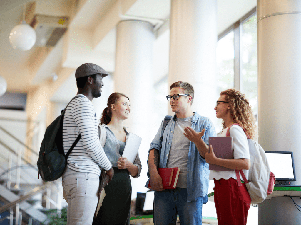 Students talking in hallway