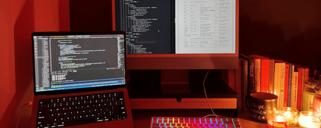 An image of Paniz's work set up 