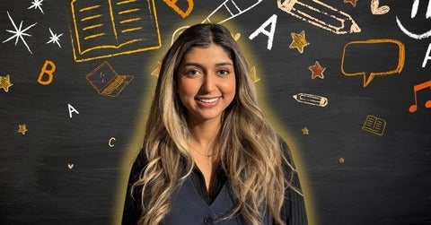 Herra Rodrigo smiling/posing in front of health-related icons 