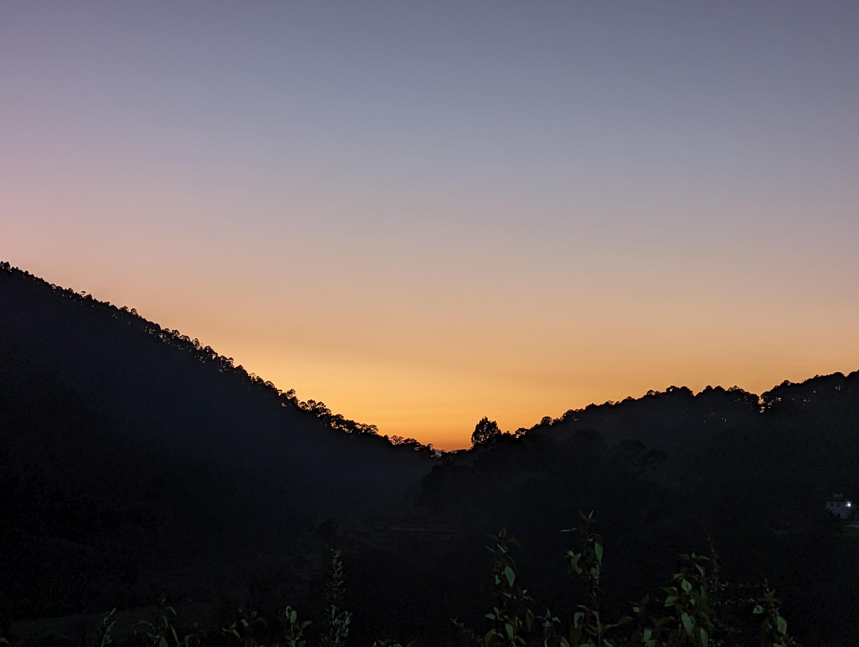 Sun setting over the mountains. 