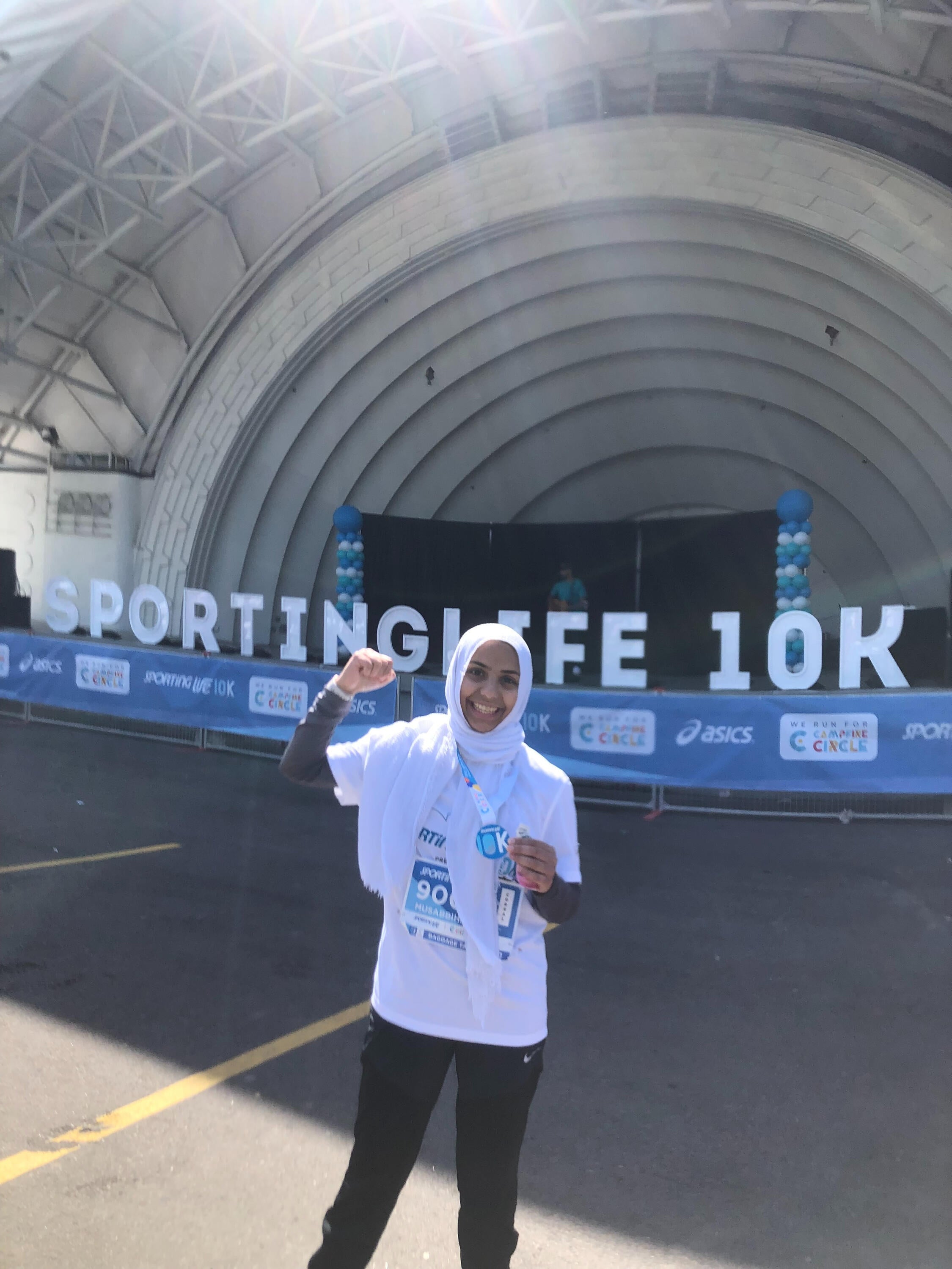 A picture of Musabbiha after running a 10k