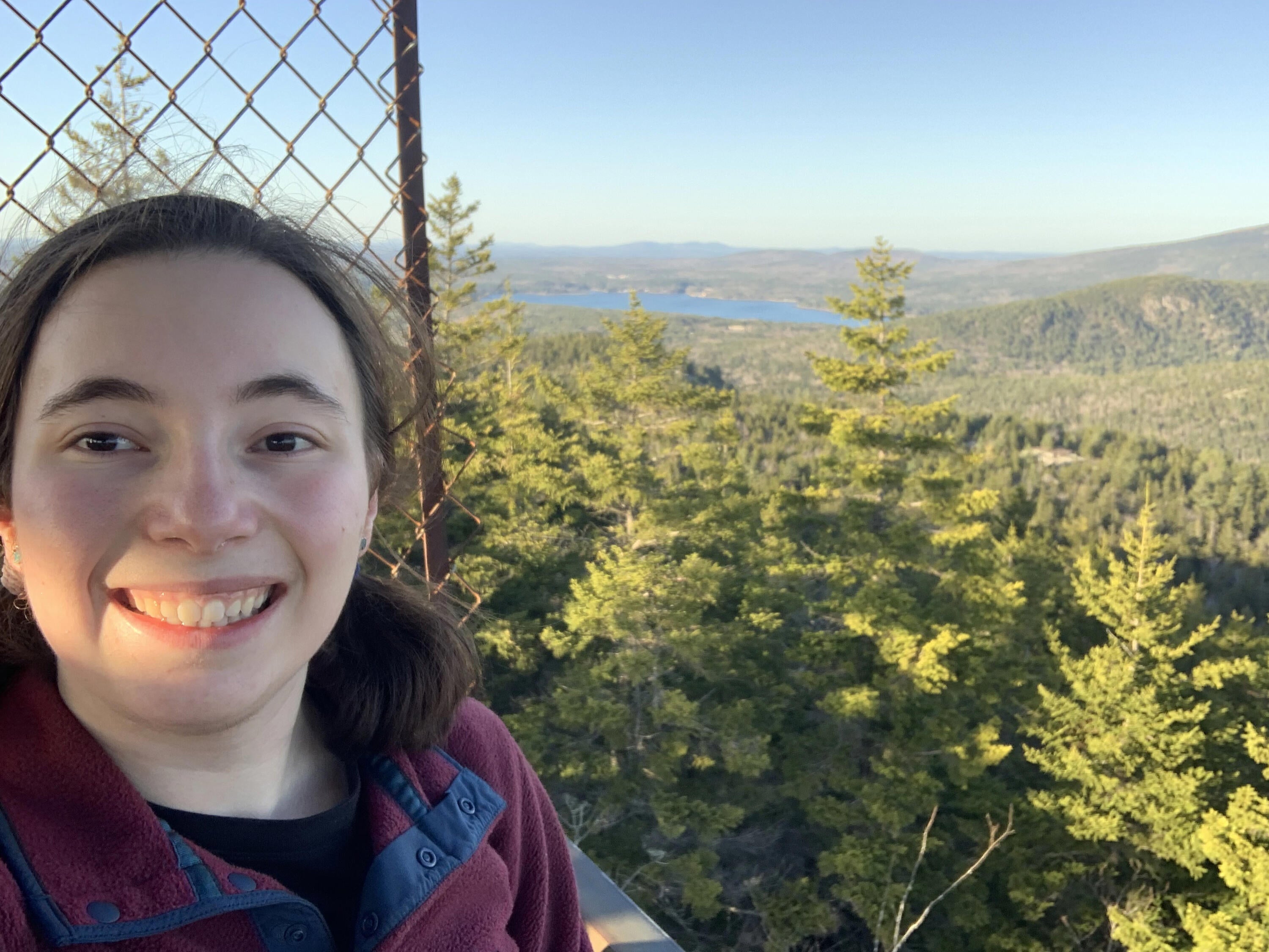 Brielle with a view of mountains, trees and a lake.