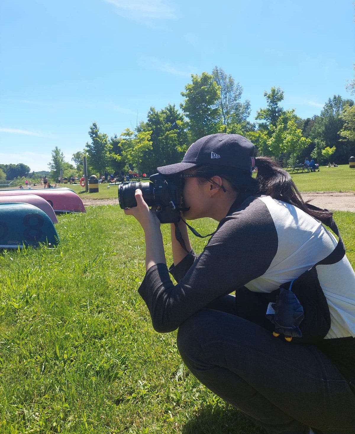 Karen Xie capturing photography outdoors