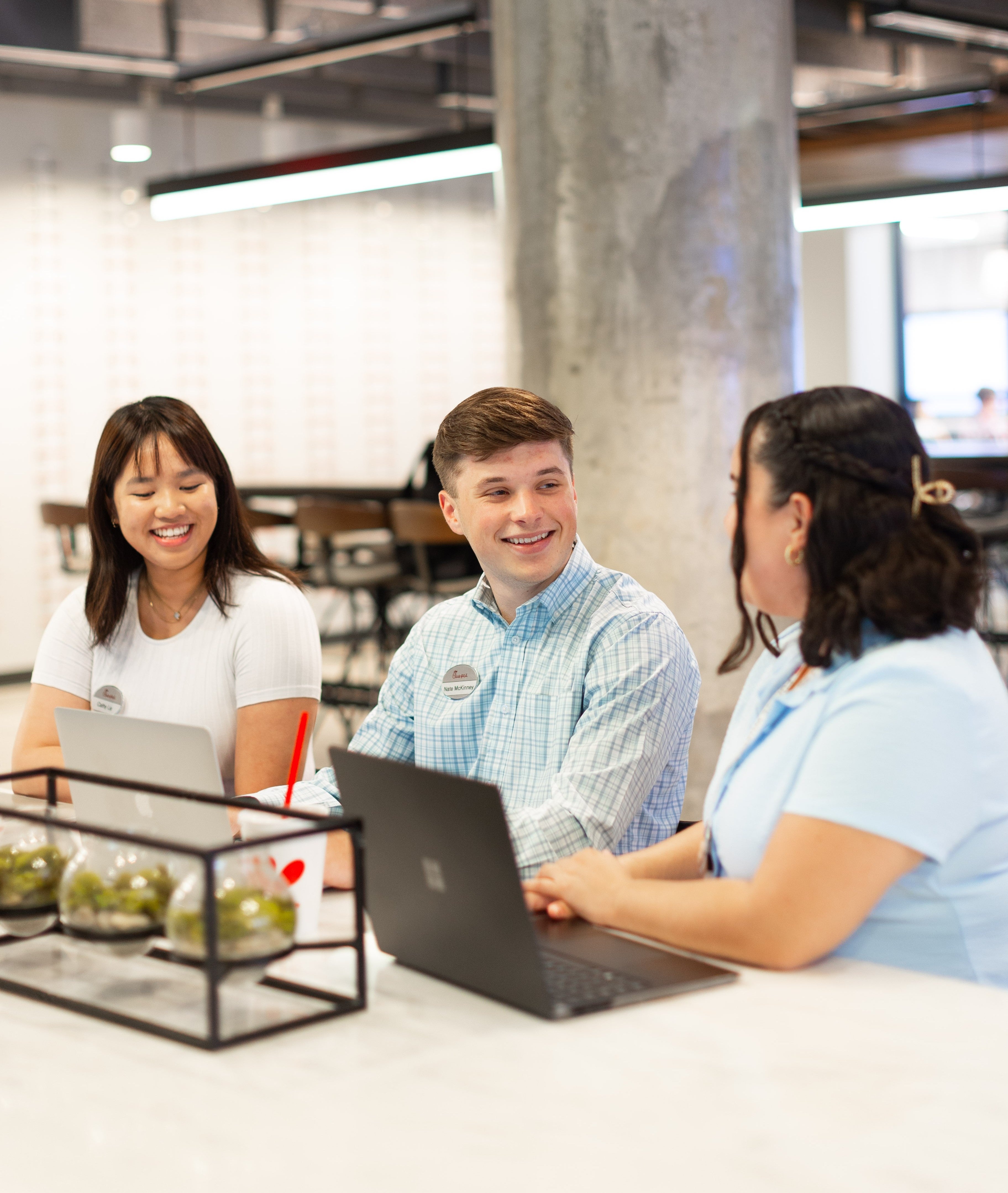 Cathy and two other students.