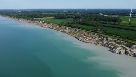 Drone photo of a beautiful coastline with crystaline water.