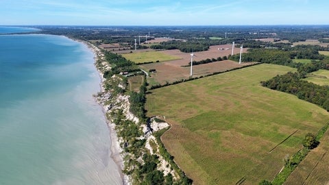 Aerial view of the Lake Erie coast line.