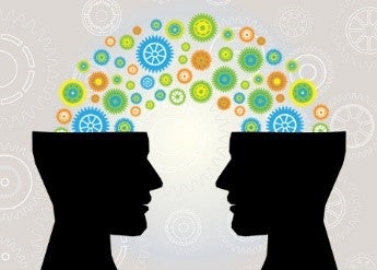 graphic of two minds sharing information