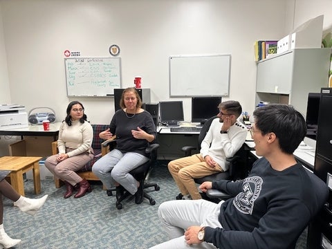 Lab photo of group discussion right