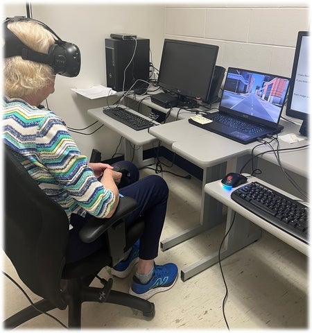 Older adult in VR setup