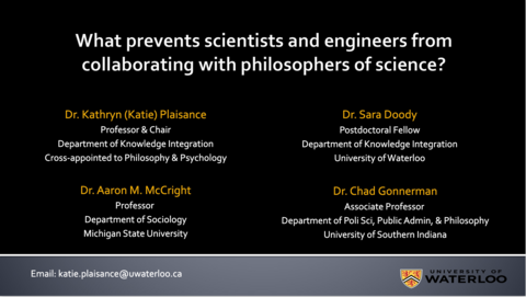 slide title saying: What prevents scientists and engineers from collaborating with philosophers of science?
