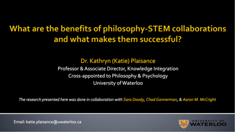 title slide: What are the benefits of philosophy- STEW collaborations and what makes them successful?