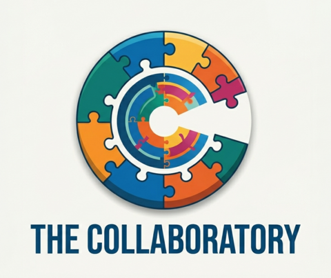 Puzzles pieces in the shape of a C, over the words The Collaboratory.
