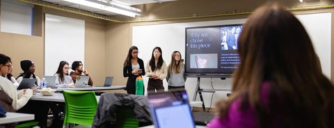 DAC 201 students giving a presentation to the class