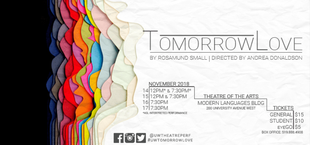 TomorrowLove poster image of multiple layers of coloured paper with scalloped edges