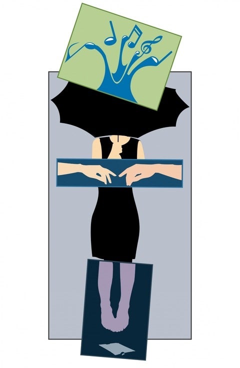 Decoupage of woman holding an umbrella