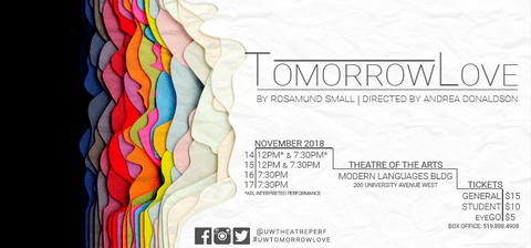 TomorrowLove poster image of multiple layers of coloured paper with scalloped edges