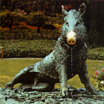 bronze statue of a boar