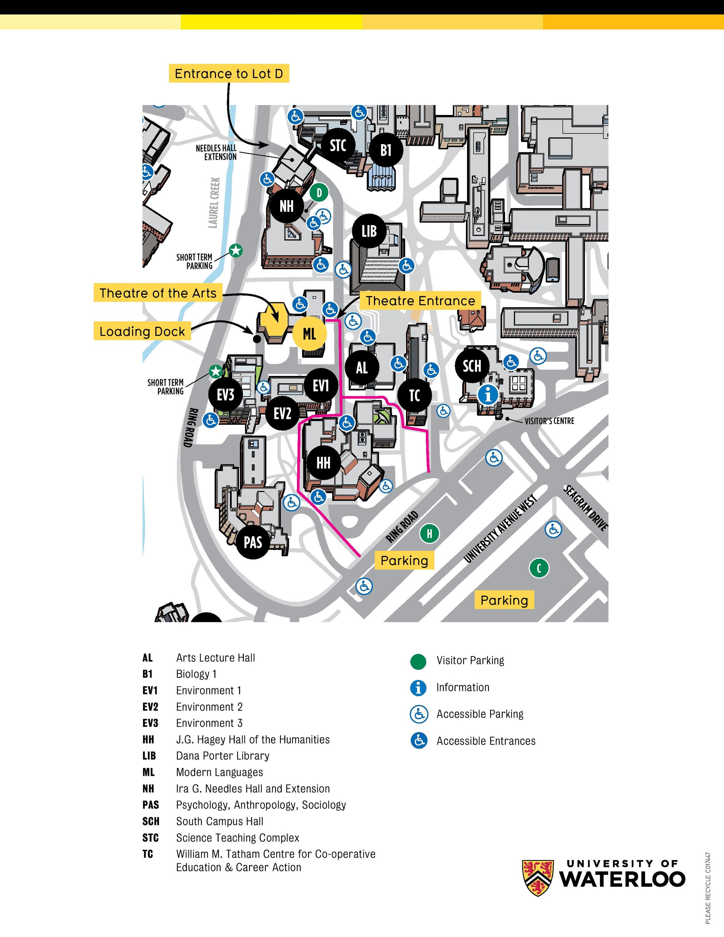 map of how to find the Theatre of the Arts and parking