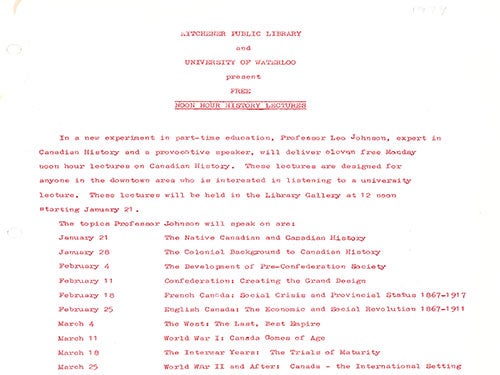 First Ideas and Issues schedule, printed 1974