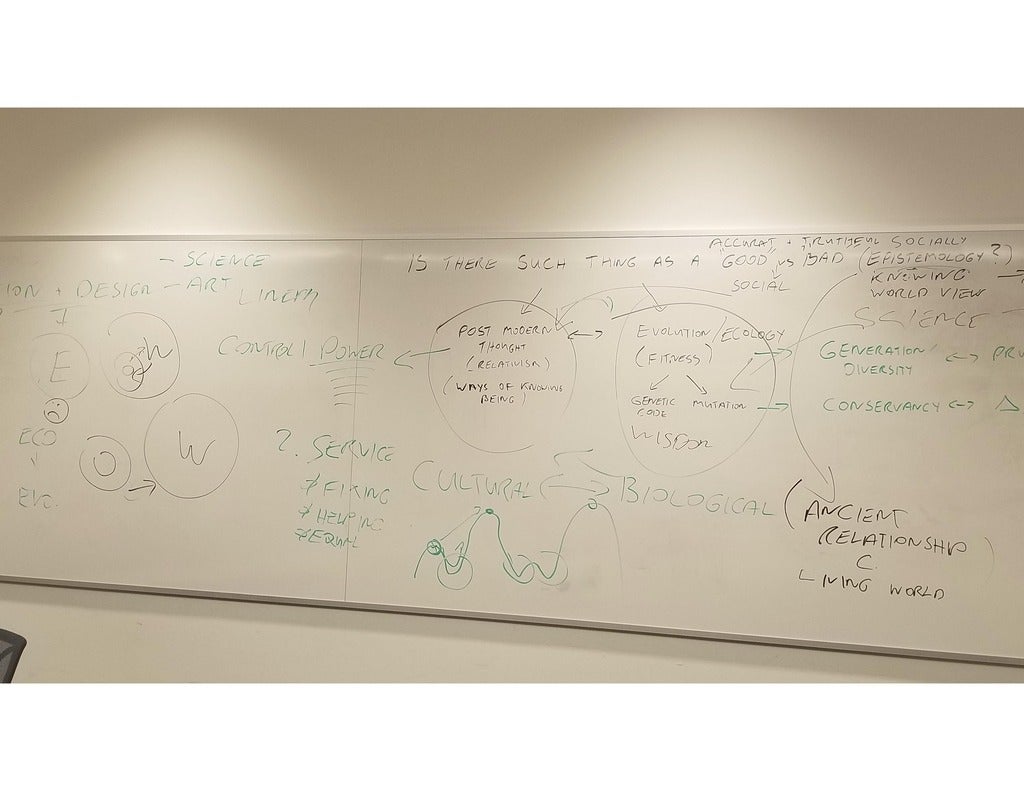 Photo of whiteboard notes from summer complexity conversations sessions