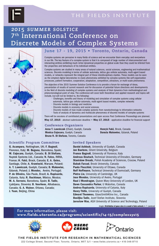 2015 summer solstice 7th international conference on discrete models of complex systems poster