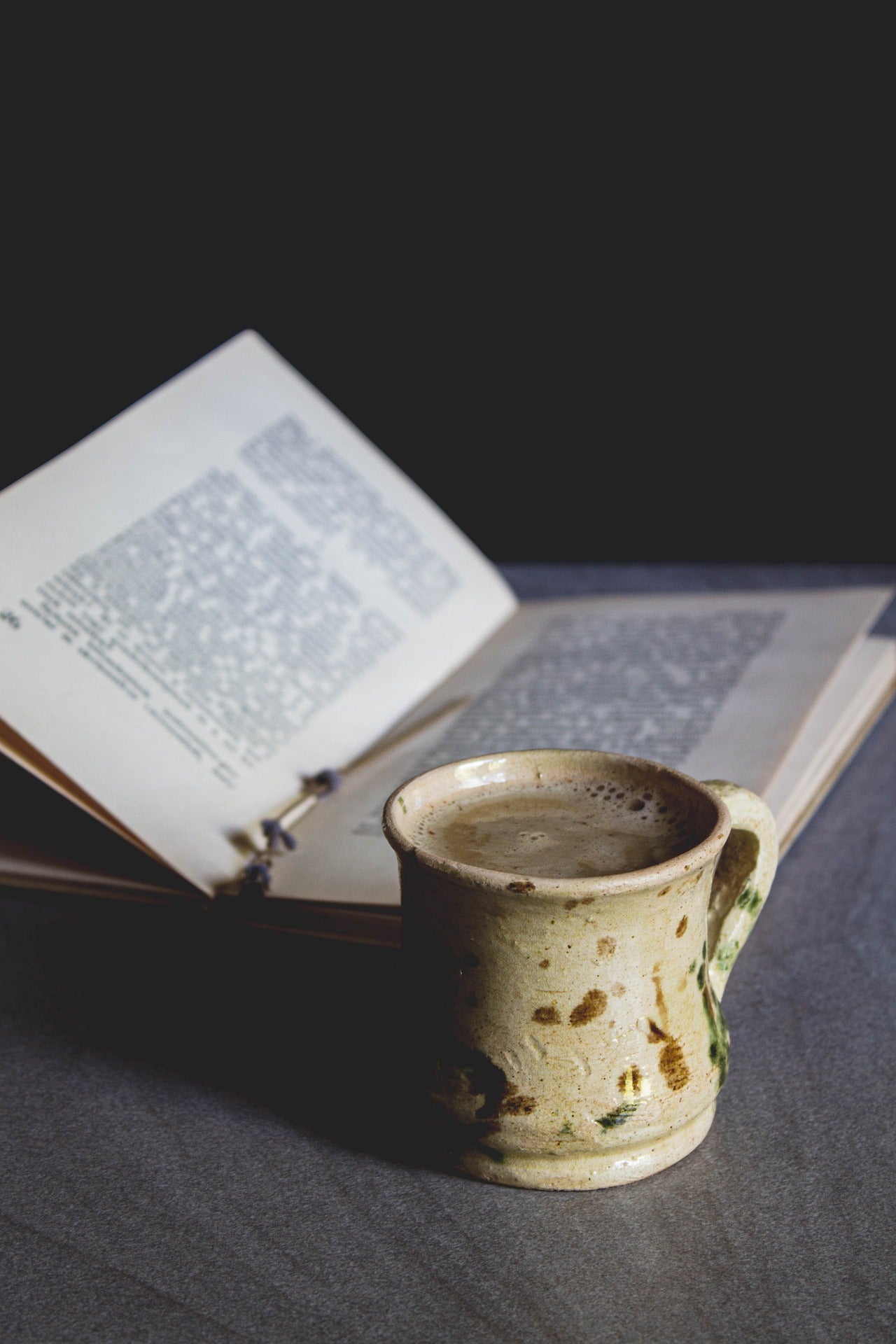 book and a mug