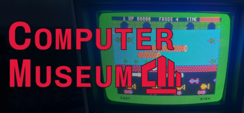 CRT Monitor playing monitor with Computer Museum logo
